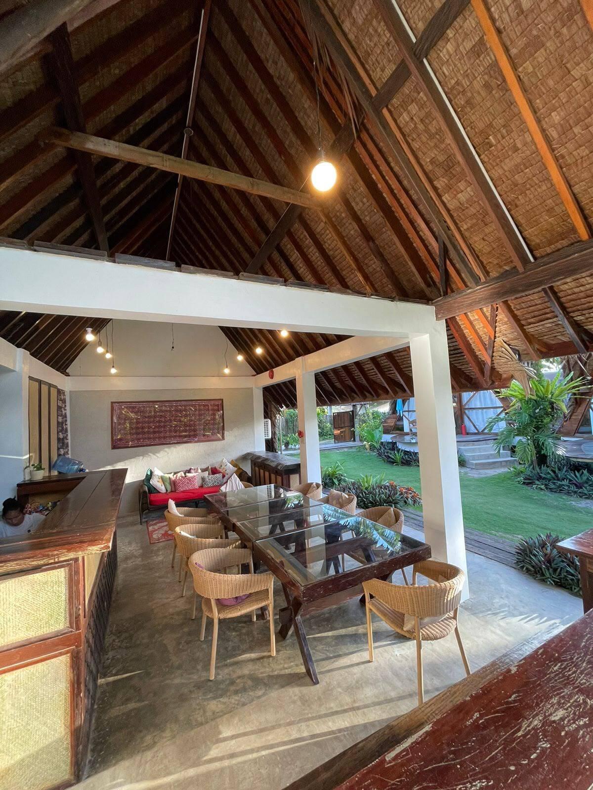 Open dining lounge with garden view